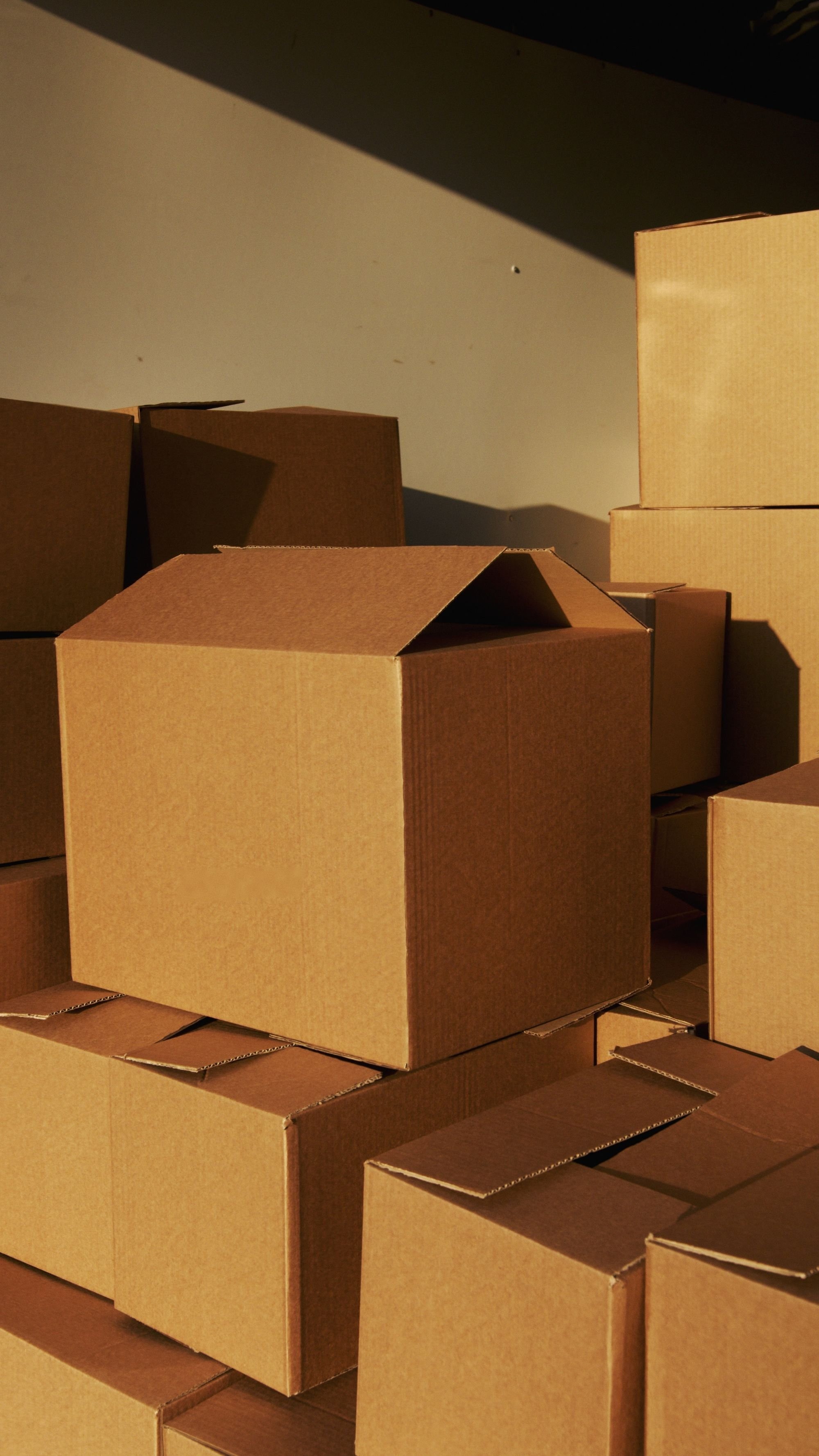 Stacked cardboard packaging boxes